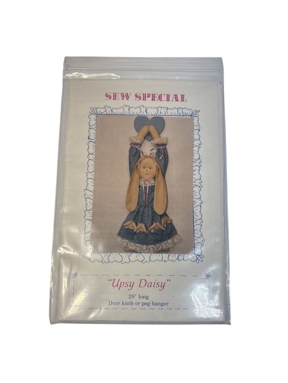 Upsy Daisy Bunny Sewing Pattern Door Knob Hanger 29" Sew Special 1988 Craft Kit